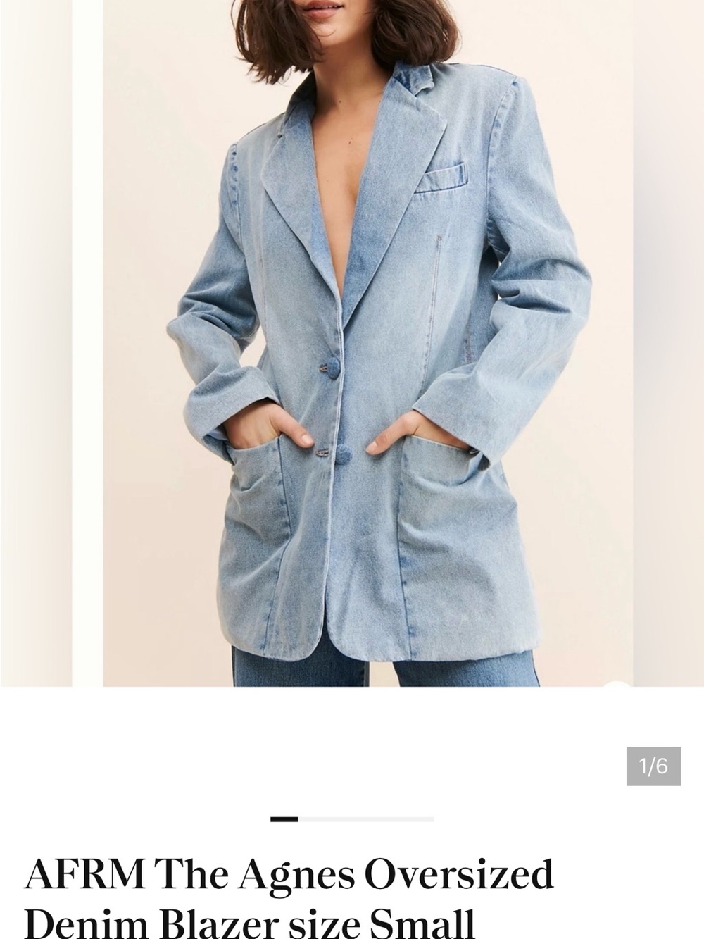 AFRM Light Blue Oversized Denim Blazer
